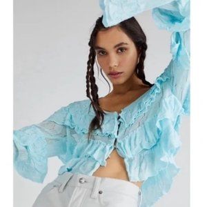 NWOT Free People Ruffle Cardigan
